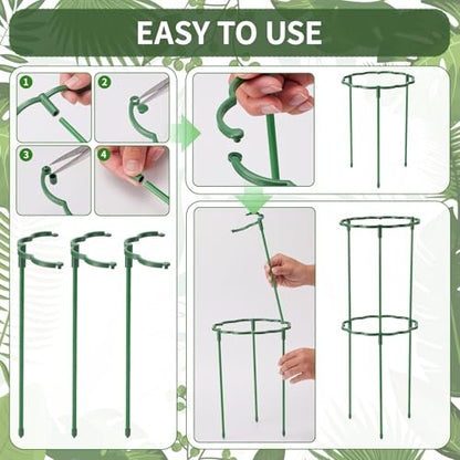12 Pack Plant Support Stakes Sets - Versatile Plant Cages, Stackable Garden Flower Support， Small Plant Stakes for Indoor Plants,Tomato,Monstera, Peony, Hydrangea, Climbing Plants - size: 6.3*9.8IN（pack of 12)