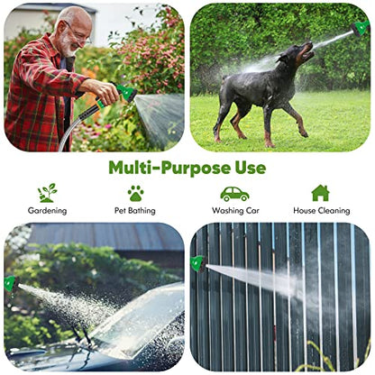 Unywarse Garden Hose 100FT Metal Water Hose with 10 Function Nozzle No-Kink - size: 100ft