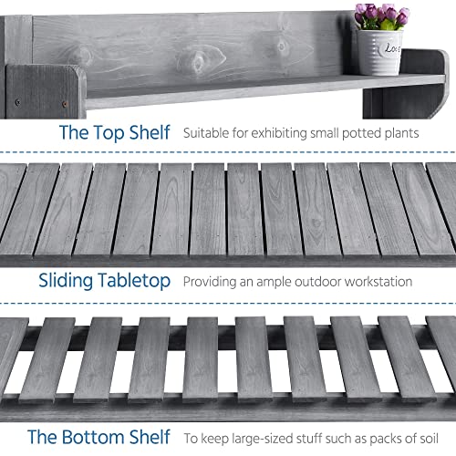 Yaheetech Outdoor Potting Bench with Sink, Garden Table, Lower Shelf,Gray