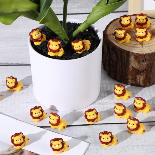 Threehoney 50 Pcs Mini Resin Animal, Miniature Figurines Bulk, Lion - style: Lion Style