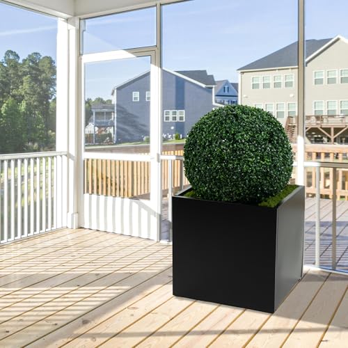 Kozyard 20'' Cube Metal Planter Steel Planter Box - color: Black/20''h X 20''w X 20''l