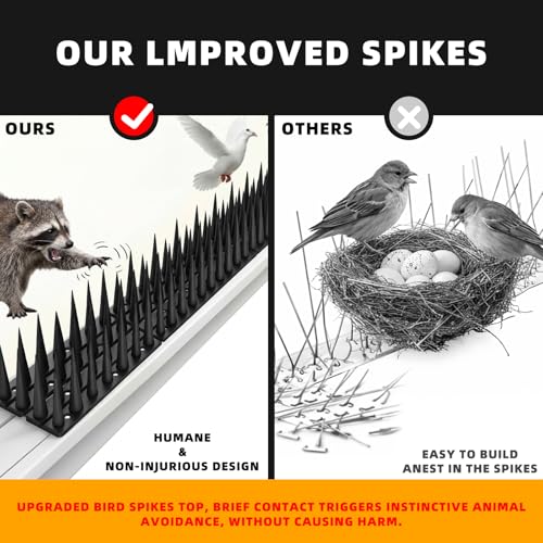Bird Spikes, 5 Pack, 7 FT Total Coverage, Outdoor Bird Deterrent, Black - color: Black, size: 5 pack