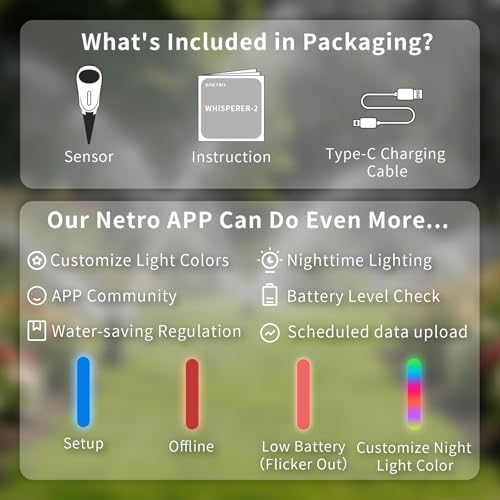Netro Solar Powered Outdoor Smart Plant Sensor 2.4G WiFi APP-Based for Lawn