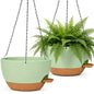 12" Self Watering Hanging Planters with Chains, Green Brown，2 Pack - color: Green Brown, size: 2 pack 12 inches