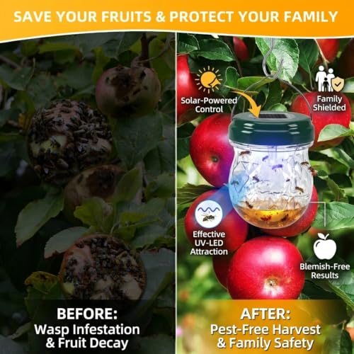 4 Pack Solar Wasp Traps Outdoor Hanging, Bee Traps for Outside