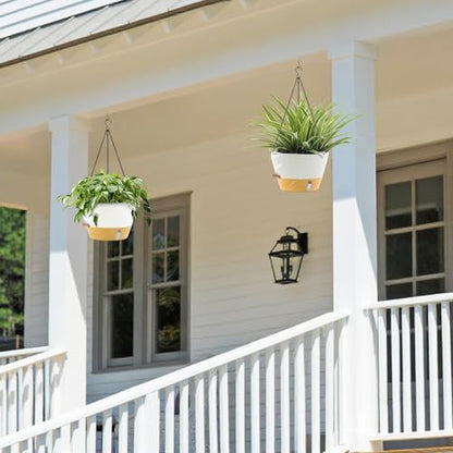 ZMTECH Large 12Inch Self Watering Hanging Planter, Water Window & Chain - color: White