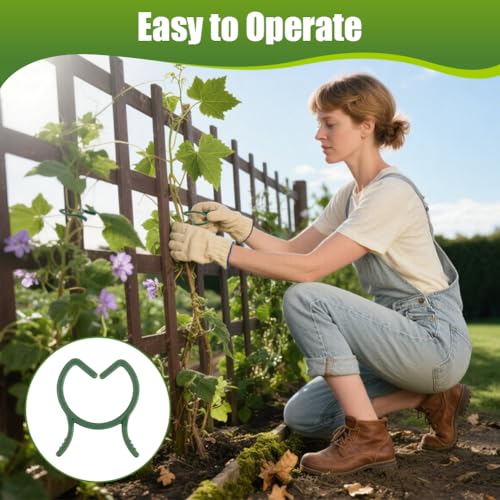 AUAUY 210 Pcs Plant Clips, Green Garden Clips Plastic Plant Rings, M - size: Small