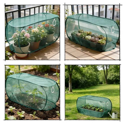 2 Pack Pop Up Garden Row Cover, 39x18x16 for Raised Beds - color: Green