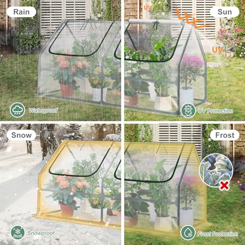 Aoodor 6 x 3 x 3 ft Mini Greenhouse - color: Transparent, size: 6 x 3 x 3 ft