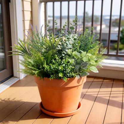 24 Bundles Artificial Greenery for Outdoor Fake Green Plant Eucalyptus Fern - color: Green