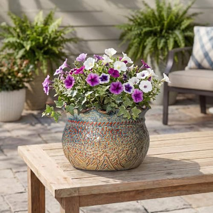 10 Inch Plant Pot, Ceramic Planter, Yellowish Brown - color: Yellowish Brown, size: 10 Inch