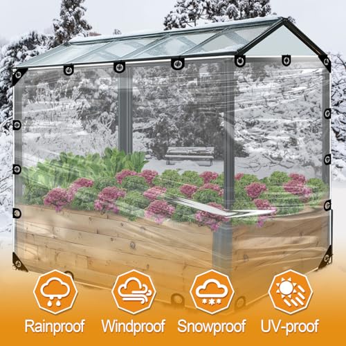 6.6x10ft Anti-Tear Clear Tarp Waterproof, Windproof Poly Tarpaulin, 2pcs - size: 6.6x10ft