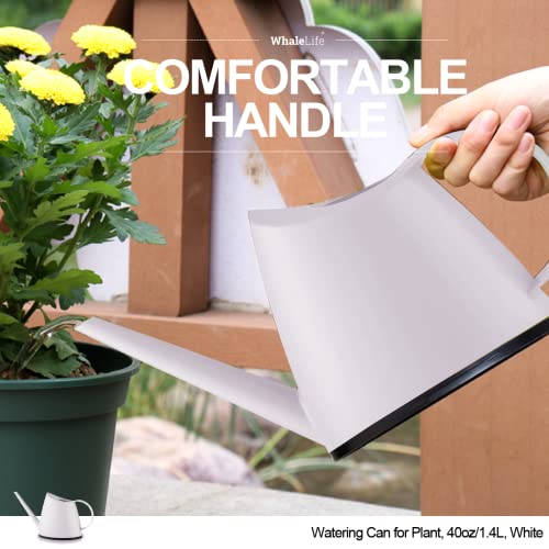 Small Indoor Plant Watering Can Long Spout 1.4L White - color: White