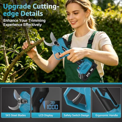 Upgraded Electric Pruning Shears for Gardening 2.0"(50mm) Cutting Diameter