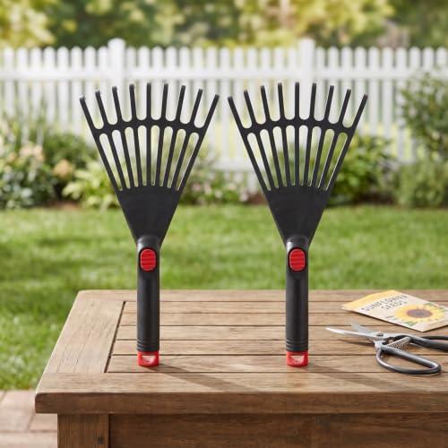 GANAZONO 2PCS Plastic Garden Pitchfork Rakes Leaf Grabber Claws Lawn Leaf Rake Practical Garden s Loosening Soil s Handheld Thatch Black