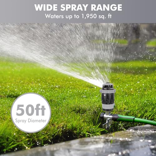 [2 Pack] RESTMO Gear Drive Sprinkler with Metal T-Spike Base,Gray - color: Gray, size: 2 Pack