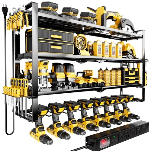Large Power Tool Organizer Wall Mount With Charging Station,Extra Tall - color: 32-INCH BLACK