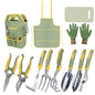 Green Garden Tools Set 12-Piece, Gardening Gifts for Women Men - color: green