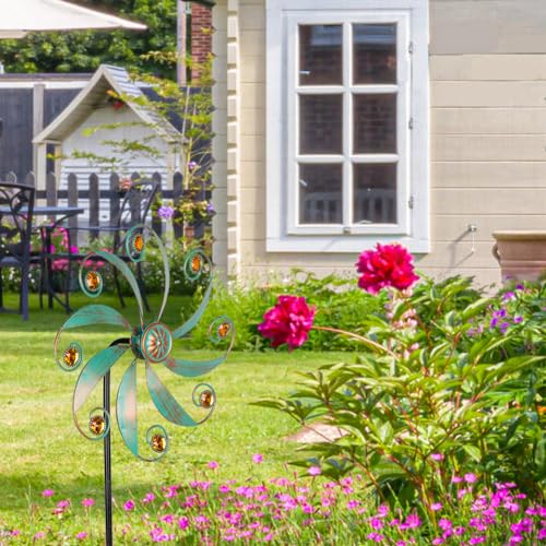 Stargarden Wind Spinner, Metal Outdoor Wind Sculptures & Spinners - color: Small-green-b
