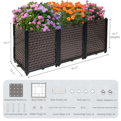 Large Planters for Outdoor Plants 20" Tall Planter Box, 47.2"L x 15.7"W - size: 47.2"(l) X 15.7"(w) X 19.7"(h)
