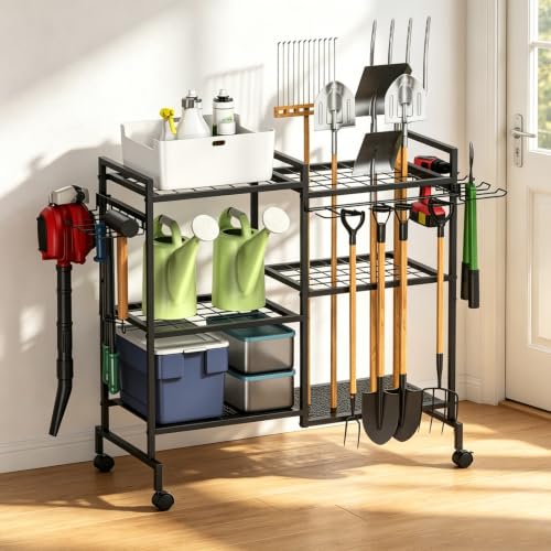 Garden Tool Organizer Garage Organizers and Storage 3 Tier Yard Tower Rack