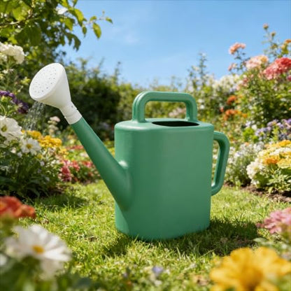 2 Gallon Resin Watering Can Outdoor,Offset Opening Mess-Free Refill
