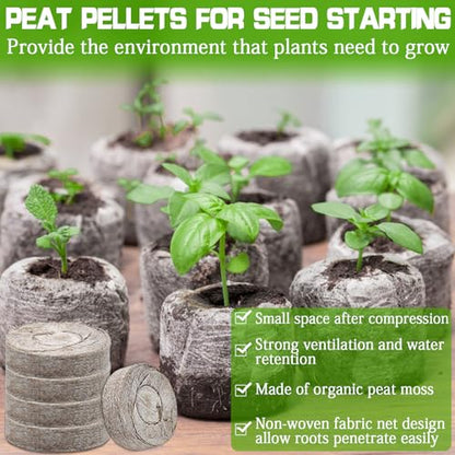 ZeeDix Peat Pellets for Seed Starting, 100 Pcs 30mm Seed Starter Soil Pods - size: 30mm