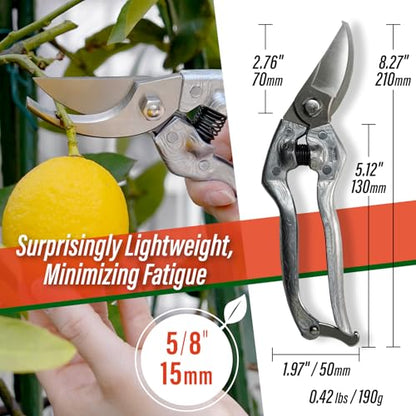 SUIZAN Bypass Pruning Shears 8.3" - Japanese Hand Pruners Garden Scissors - style: 8.3 Inch (210mm) Aluminum Handle Pruner