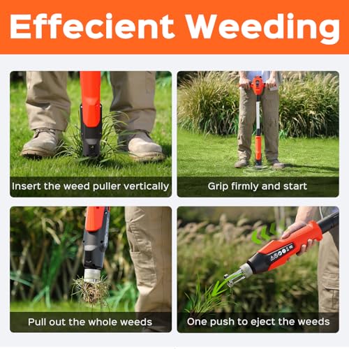 Weed Puller Tool, 21V Powerful Garden Tools Electric Weeder Tool, Orange - color: Orange