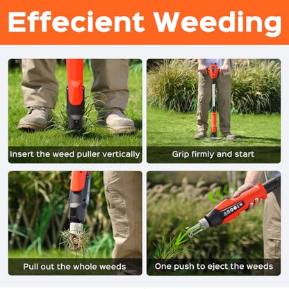 Weed Puller Tool, 21V Powerful Garden Tools Electric Weeder Tool, Orange - color: Orange