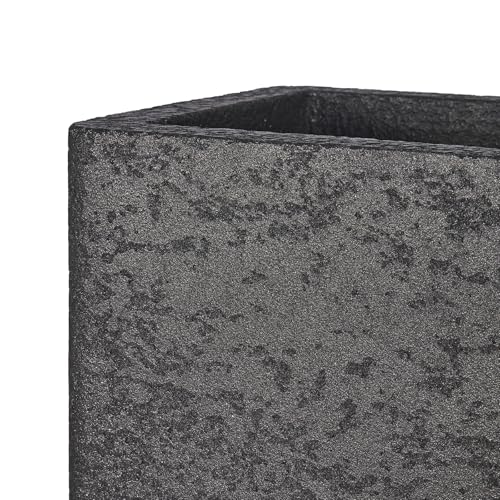 31" Rectangular Outdoor Planter - Handmade Fiberglass Composite - color: Charcoal Gray, size: Medium