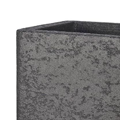 31" Rectangular Outdoor Planter - Handmade Fiberglass Composite - color: Charcoal Gray, size: Medium