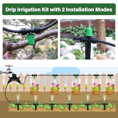 Kalolary 75FT Quick-Connect Drip Irrigation System Kit - size: 75FT Drip Irrigation System Kit