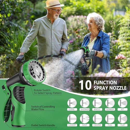 75 ft Non-Expandable Garden Hose, Flexible Ultra Lightweight Durable, Kink-Free Water Hose with 10 Function Sprayer - Non-Tangle,Puncture Proof pipe, Easy to Store, All-Weather Use Garden Hoses