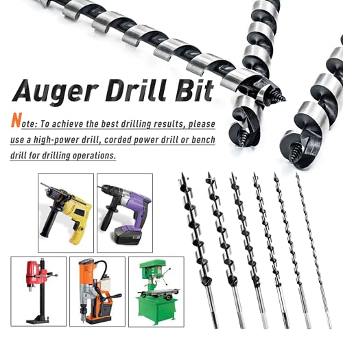 1/2 Inch x 12 Inch Long Ship Auger Drill Bit Set for Wood - size: 1/2"x12"