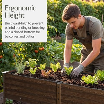 Best Choice Products 72x24x30in Non Toxic Galvanized Raised Garden Bed, Metal Elevated Planter Box, Vegetable Garden, 100% Non Toxic Materials - Dark Brown Wood Grain - color: Dark Brown Wood Grain, size: 72x24x30in