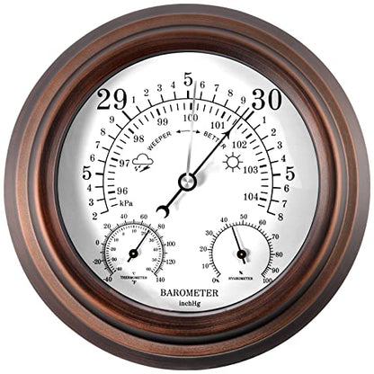 8 in Steel Barometer Thermometer Hygrometer Weather Station Wall Mounted