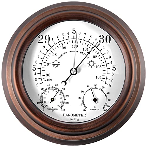8 in Steel Barometer Thermometer Hygrometer Weather Station Wall Mounted