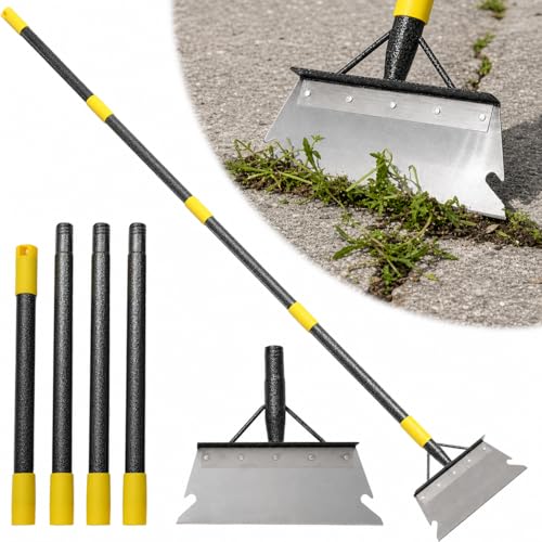 Garden Flat Shovel,60” Ice Scraper,Snow Shovel for Driveway, Stainless Steel Multifunctional Cleaning Shovels Chopper Floor Scraper for Outdoor Walkway Car Snow Ice Weeds Moss Removal - size: 60"
