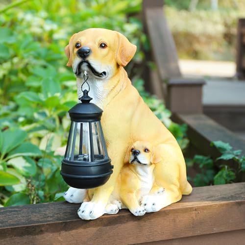 Solar Labrador Dog Statue with Lantern, Outdoor Garden Decor Figurine Light - style: Labrador