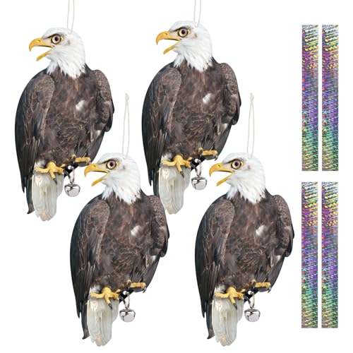 Plastic Hawk to Scare Pigeon Away from Porch Patio Balcony, 4Pcs Flat Fake Hawk to Keep Pigeon Away with Reflective Tape, Pigeon Scare Devices Garden Hawk to Scare Woodpecker Squirrel for Outdoor - color: Black 01, size: 4 Pcs