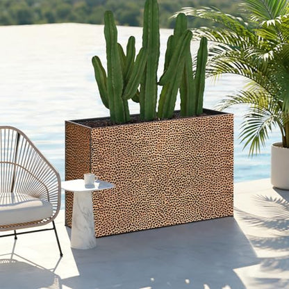 BAYN Large Rectangular Metal Garden Block Planter Box 32x12x24 Inch - color: Bronze