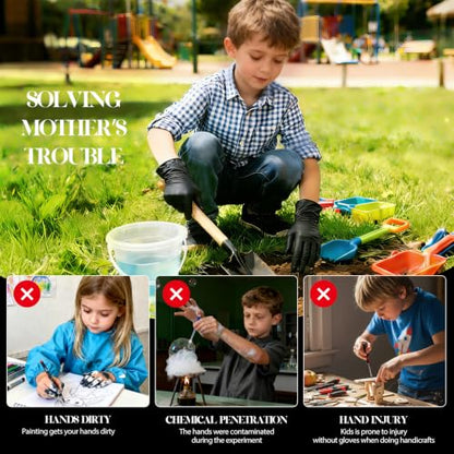 Kids Disposable Gloves, 5-Mil Safe Black Nitrile, XS, 100Ct - color: Black of 100pcs, size: X-Small