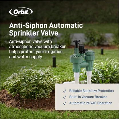 1-Pack Orbit 57623 3/4" FPT 100 Series Anti-Siphon Automatic Sprinkler Valve with Flow Control - size: 1 Pack 3/4 Inch FPT 100 Series, style: 100-series
