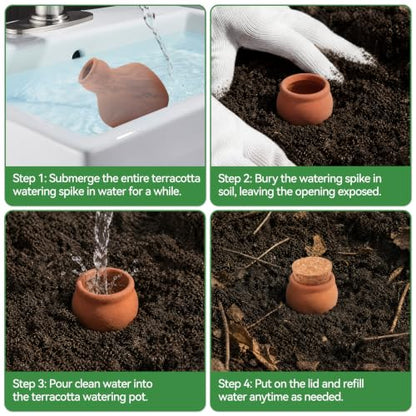 3 Pack Large Terracotta Olla Watering Pots, 520ml Plant Watering Globes - color: Style 8