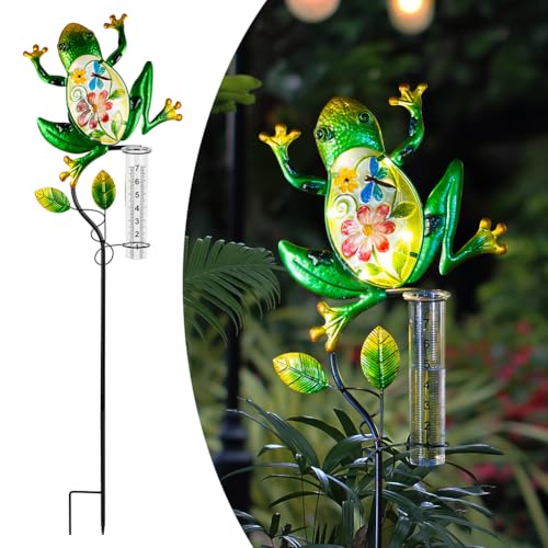 Solar Rain Gauge Outdoor, Frog Rain Gauge