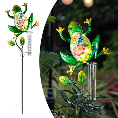 Solar Rain Gauge Outdoor, Frog Rain Gauge