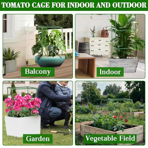 ZeeDix 4 Pack Square Tomato Cages for Garden with Clips 45 Inch - color: Green-4 Pack, size: 45-inch