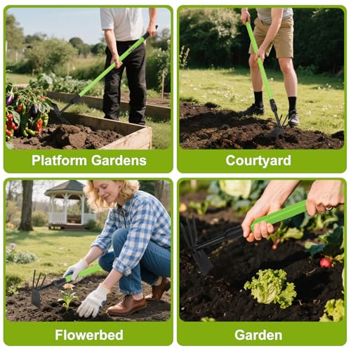 YIAD 2-in-1 Garden Hoe, 27"-39" Telescoping Steel Weeding Tool