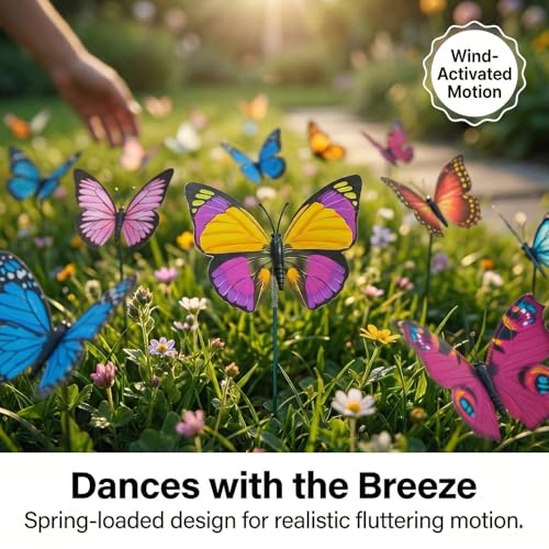 VGOODALL 50PCS Butterfly Garden Decorations, 11.5 Inch Plastic Butterfly - style: Multicolor